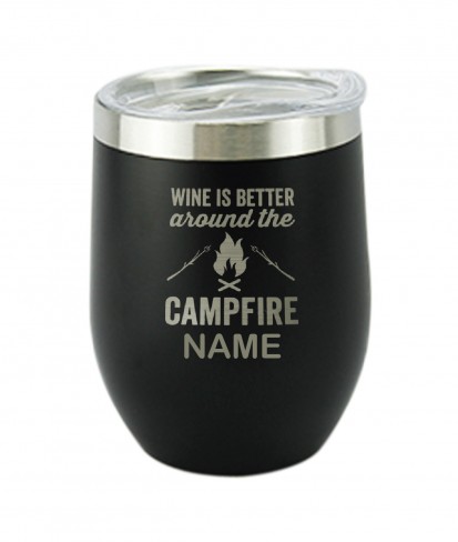 Campfire Black Wine Personalised Vacuum Insulated Stainless Steel Tumbler with Lid